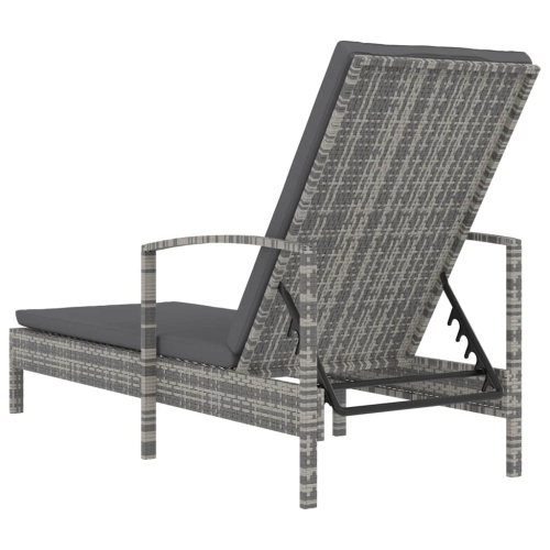 vidaXL Sun Lounger with Armrests Poly Rattan Grey