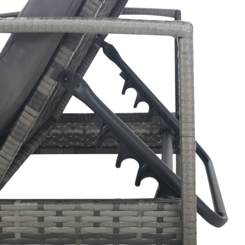 vidaXL Sun Lounger with Armrests Poly Rattan Grey