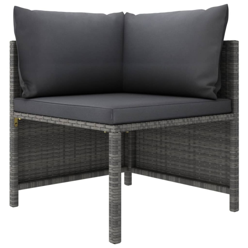 VIDAXL  Sectional Corner Sofa With Cushions Grey Poly Rattan