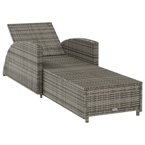 vidaXL Sun Lounger with Dark Grey Cushion Poly Rattan Grey