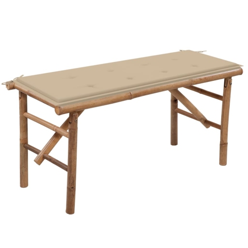 VIDAXL  Folding Garden Bench With Cushion 118 Cm Bamboo