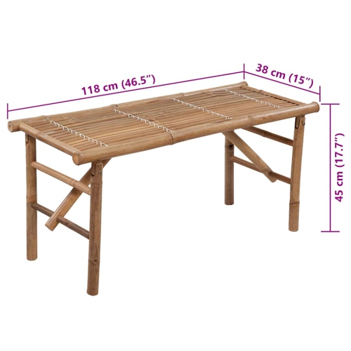 vidaXL Folding Garden Bench with Cushion 118 cm Bamboo