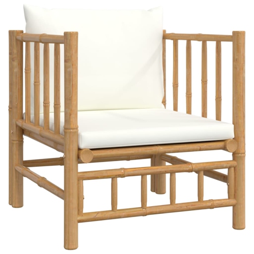 VIDAXL  Garden Sofa With Cream White Cushions Bamboo