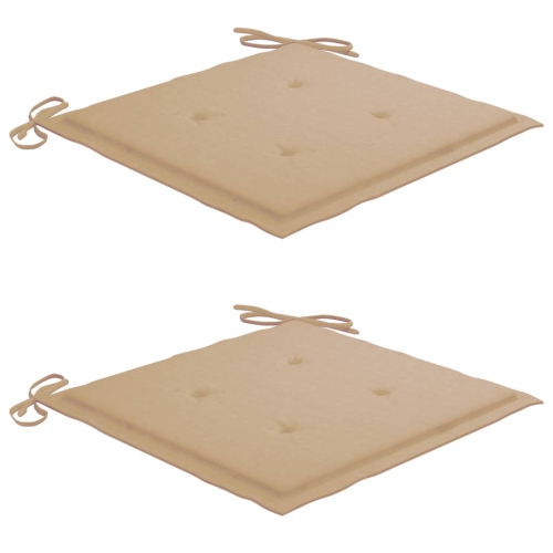 vidaXL Garden Chairs 2 pcs with Beige Cushions Solid Teak Wood