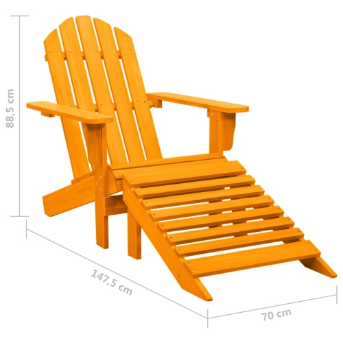 vidaXL Garden Adirondack Chair with Ottoman Solid Fir Wood Orange