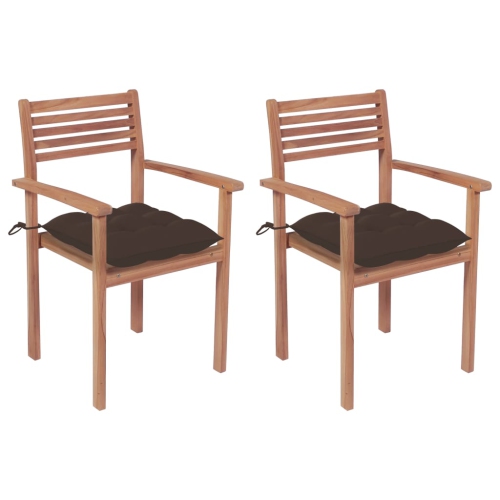 vidaXL Garden Chairs 2 pcs with Taupe Cushions Solid Teak Wood