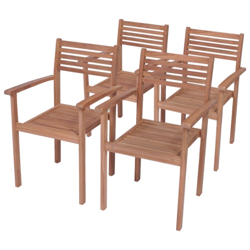 vidaXL Garden Chairs 4 pcs with Green Cushions Solid Teak Wood