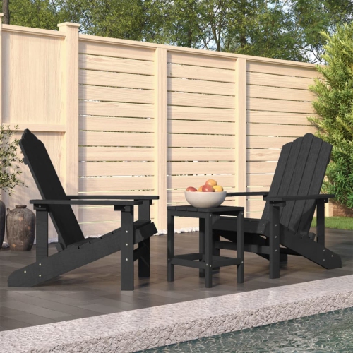 vidaXL Garden Adirondack Chairs with Table HDPE Anthracite