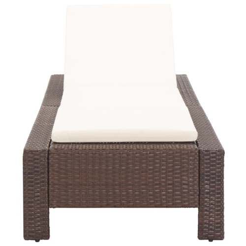 vidaXL Sunbed with Cushion Brown Poly Rattan