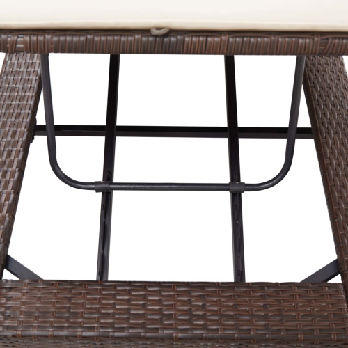 vidaXL Sunbed with Cushion Brown Poly Rattan
