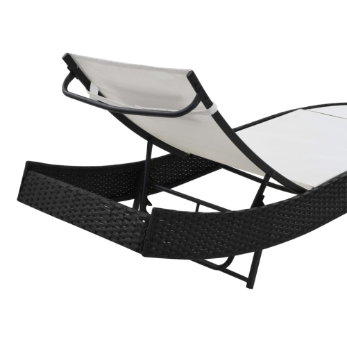 vidaXL Sun Lounger with Pillow Poly Rattan Black