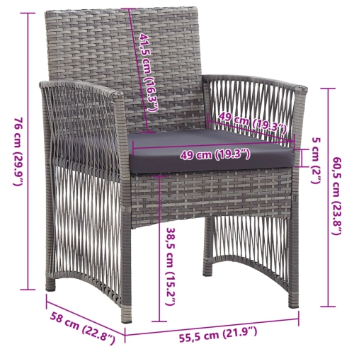 vidaXL Garden Armchairs with Cushions 2 pcs Anthracite Poly Rattan
