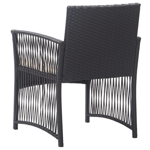 vidaXL Garden Armchairs with Cushions 2 pcs Black Poly Rattan