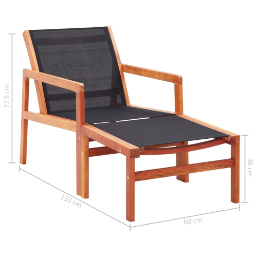vidaXL Garden Chair with Footrest Solid Eucalyptus Wood and Textilene