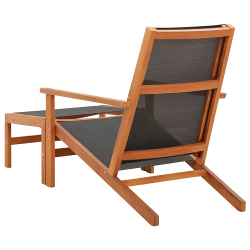 vidaXL Garden Chair with Footrest Solid Eucalyptus Wood and Textilene