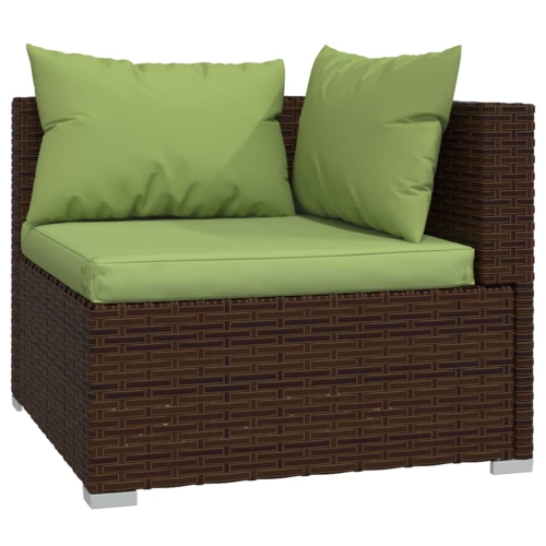 vidaXL 3 Piece Garden Lounge Set with Cushions Brown Poly Rattan