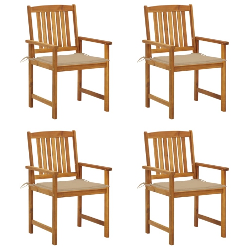 vidaXL Garden Chairs with Cushions 4 pcs Solid Acacia Wood