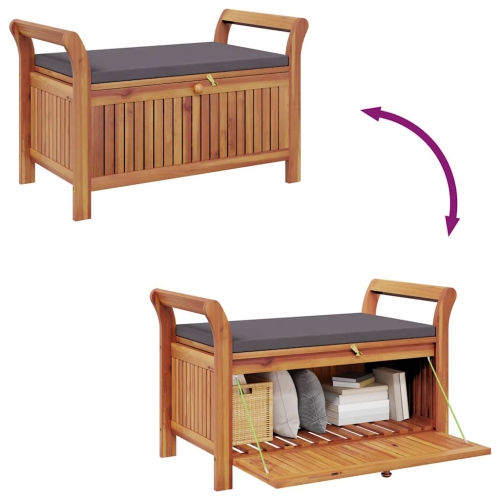 vidaXL Garden Storage Bench with Cushion 91 cm Solid Wood Acacia