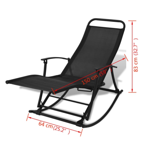 vidaXL Garden Rocking Chair Steel and Textilene Black