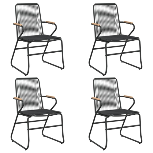 VIDAXL  Garden Chairs 4 PCs 58X59X85.5 Cm Pvc Rattan In Black