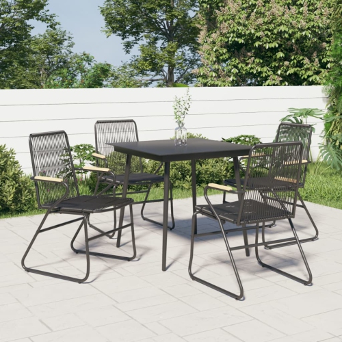vidaXL Garden Chairs 4 pcs Black 58x59x85.5 cm PVC Rattan