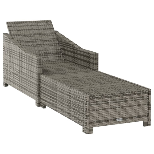 vidaXL Sun Lounger with Dark Grey Cushion Poly Rattan Grey