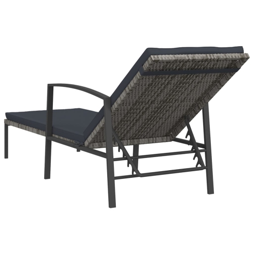 vidaXL Sun Loungers 2 pcs with Table Poly Rattan Grey