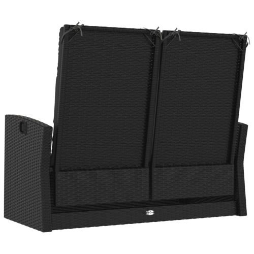 vidaXL Reclining Garden Bench with Cushions Black 118 cm Poly rattan