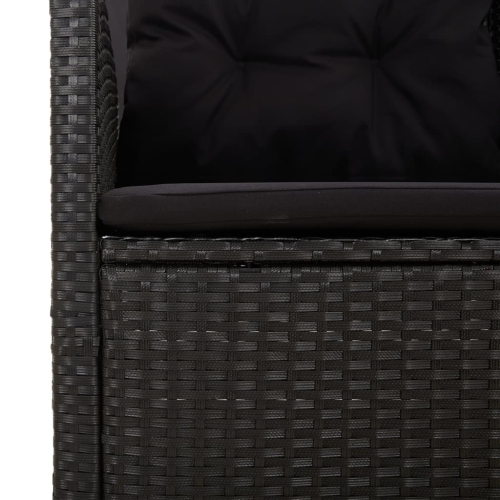 vidaXL Reclining Garden Bench with Cushions Black 118 cm Poly rattan