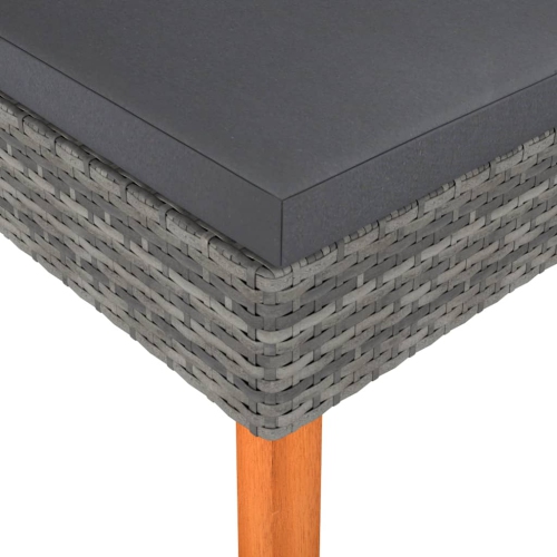 vidaXL Footstool Poly Rattan and Solid Eucalyptus Wood