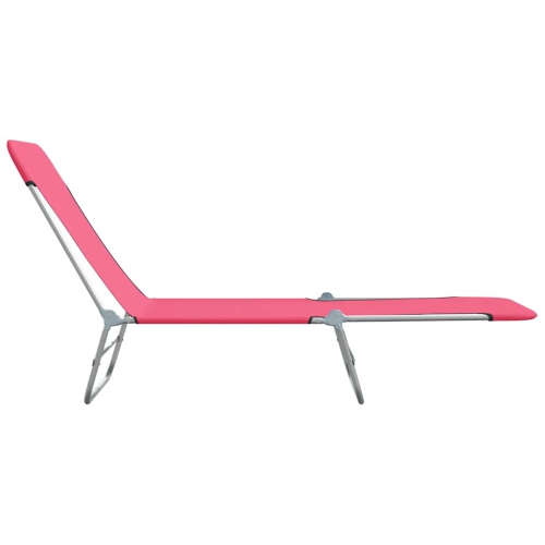 vidaXL Folding Sun Loungers 2 pcs Steel and Fabric Pink