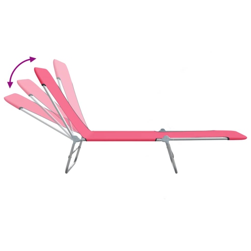 vidaXL Folding Sun Loungers 2 pcs Steel and Fabric Pink