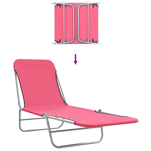 vidaXL Folding Sun Loungers 2 pcs Steel and Fabric Pink