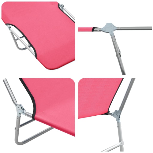 vidaXL Folding Sun Loungers 2 pcs Steel and Fabric Pink