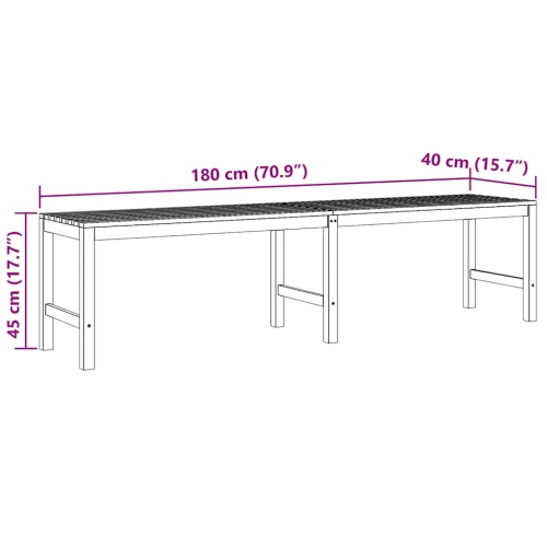 vidaXL Patio Bench, Indoor/Outdoor for Entryway, Garden, Solid Teak Wood, 70.9"x15.7"x17.7" Brown
