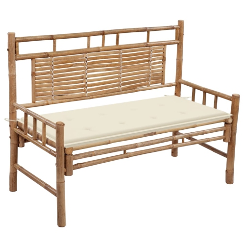 VIDAXL  Garden Bench With Cushion 120 Cm Bamboo
