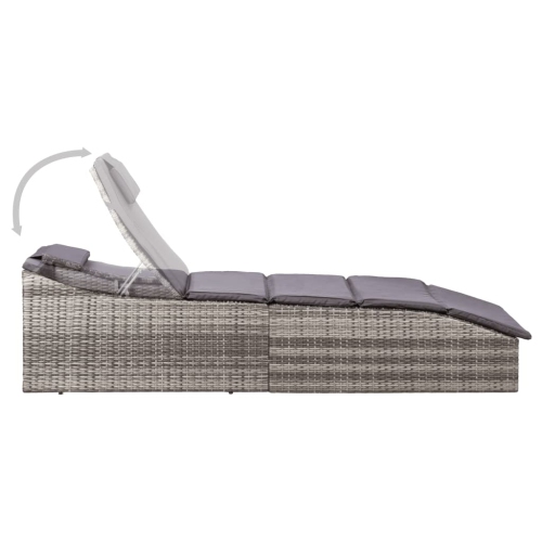 vidaXL Sunbed with Cushion Poly Rattan Grey