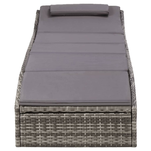 vidaXL Sunbed with Cushion Poly Rattan Grey