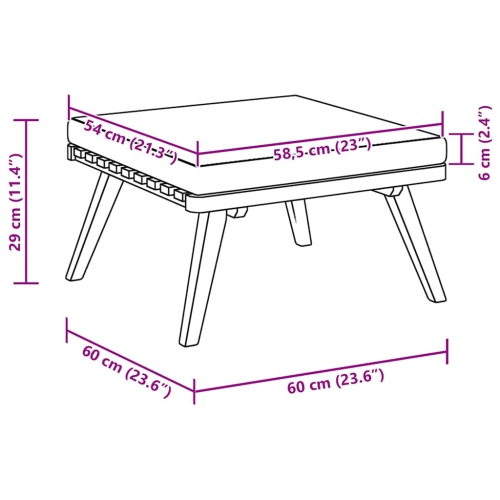 vidaXL Garden Footstool with Cushion 60x60x29 cm Solid Acacia Wood