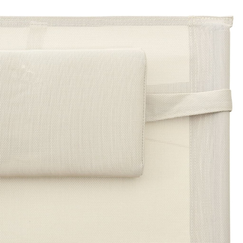 vidaXL Sun Lounger Textilene Cream and Grey