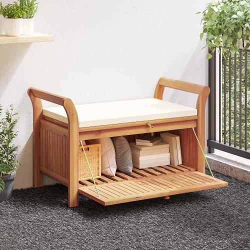 vidaXL Garden Storage Bench with Cushion 126 cm Solid Wood Acacia