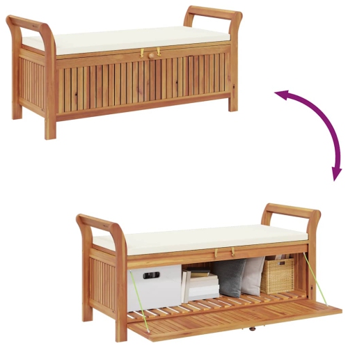 vidaXL Garden Storage Bench with Cushion 126 cm Solid Wood Acacia