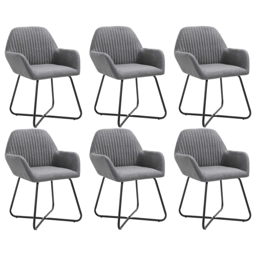 VIDAXL  Dining Chairs 6 PCs Dark Fabric In Grey