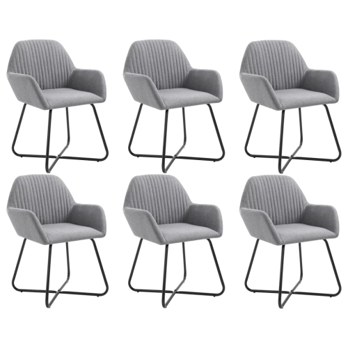 VIDAXL  Dining Chairs 6 PCs Light Fabric In Grey