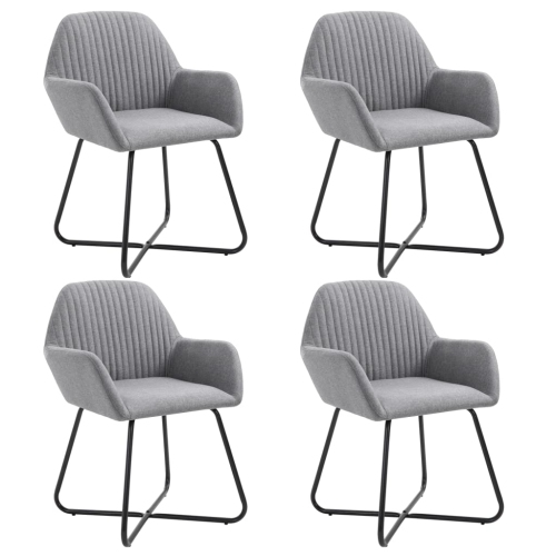 VIDAXL  Dining Chairs 4 PCs Light Fabric In Grey