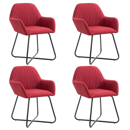 VIDAXL  Dining Chairs 4 PCs Wine Fabric In Red