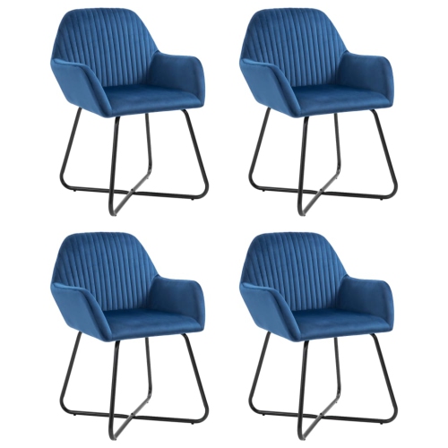 VIDAXL  Dining Chairs 4 PCs Velvet In Blue