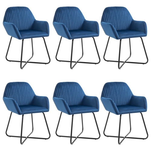 VIDAXL  Dining Chairs 6 PCs Blue Velvet