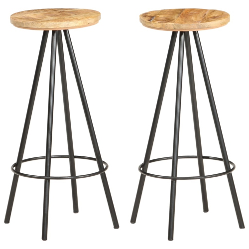 VIDAXL  Bar Stools 2 PCs Rough Wood In Mango