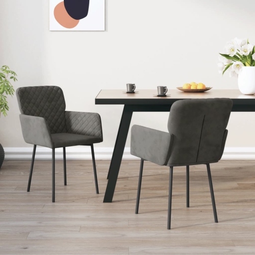 vidaXL Dining Chairs 2 pcs Dark Grey Velvet